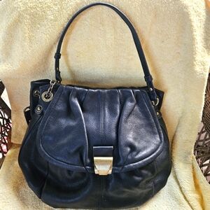 B. Makowsky Black Leather Satchel Bag